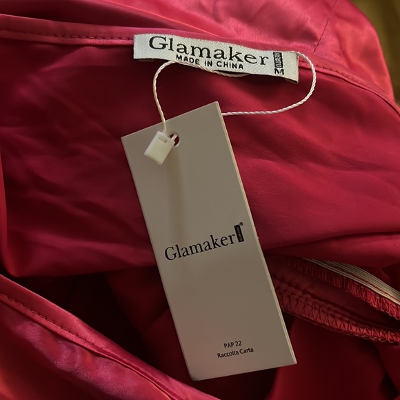 NWT Glamaker fuchsia one shoulder batwing sleeve bodycon dress Size Medium - Picture 7 of 8